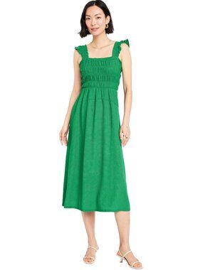 Old Navy Fit & Flare Lightweight Smocked Midi Dress XL Tall
